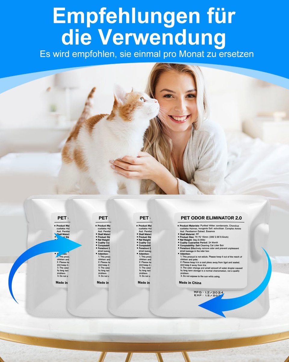 Productfoto 1 van Geurvernietiger voor kattenbak - Geurcontrole - Frisse Lucht - Zelfreinigend ontwerp - 4 stuks - Wit