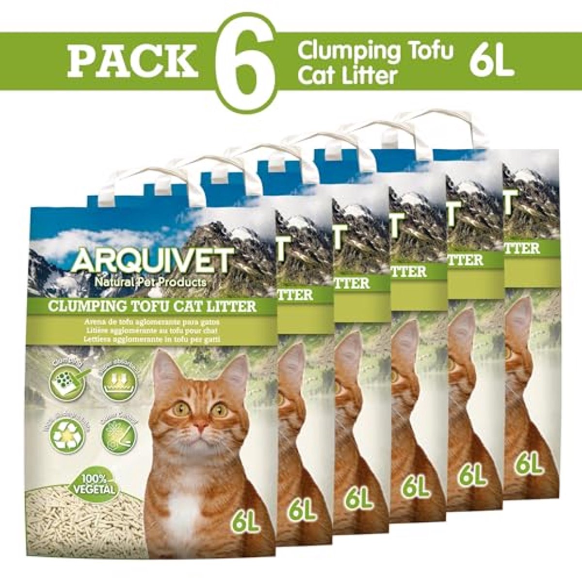 Miniatuur van productfoto 4 van Kattenbakvulling Tofu - Plantaardig Zand - Netheid Thuis - Super Absorberend - 6 Stuks - Natuurlijk