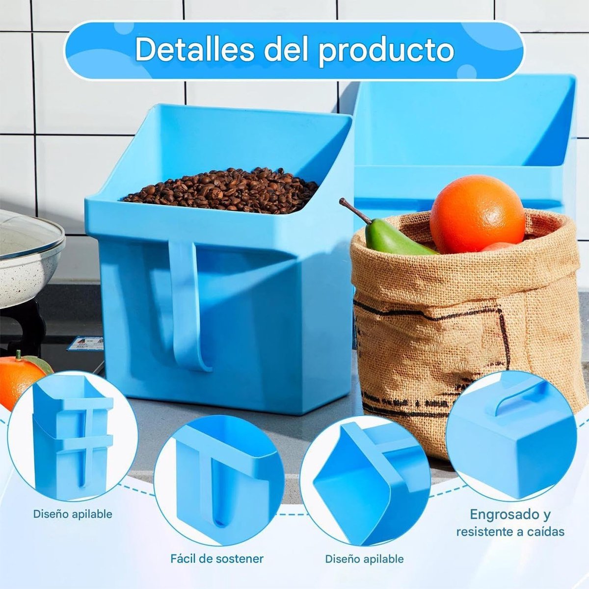 Miniatuur van productfoto 6 van Voederschep Gesloten Emmer - Scheplepel Dierenvuil - Voer Overbrengen - Ergonomische Handgreep - 4 Liter - Blauw