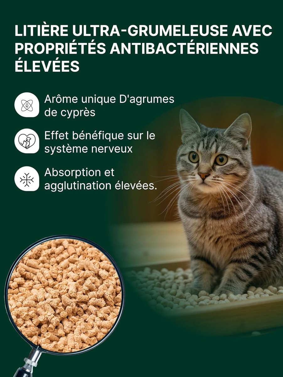 Miniatuur van productfoto 5 van Kattenbakvulling Hout - Plantaardig Korrel - Geur Neutraliseren - Klonterend En Doorspoelbaar - 7 Liter - Wit