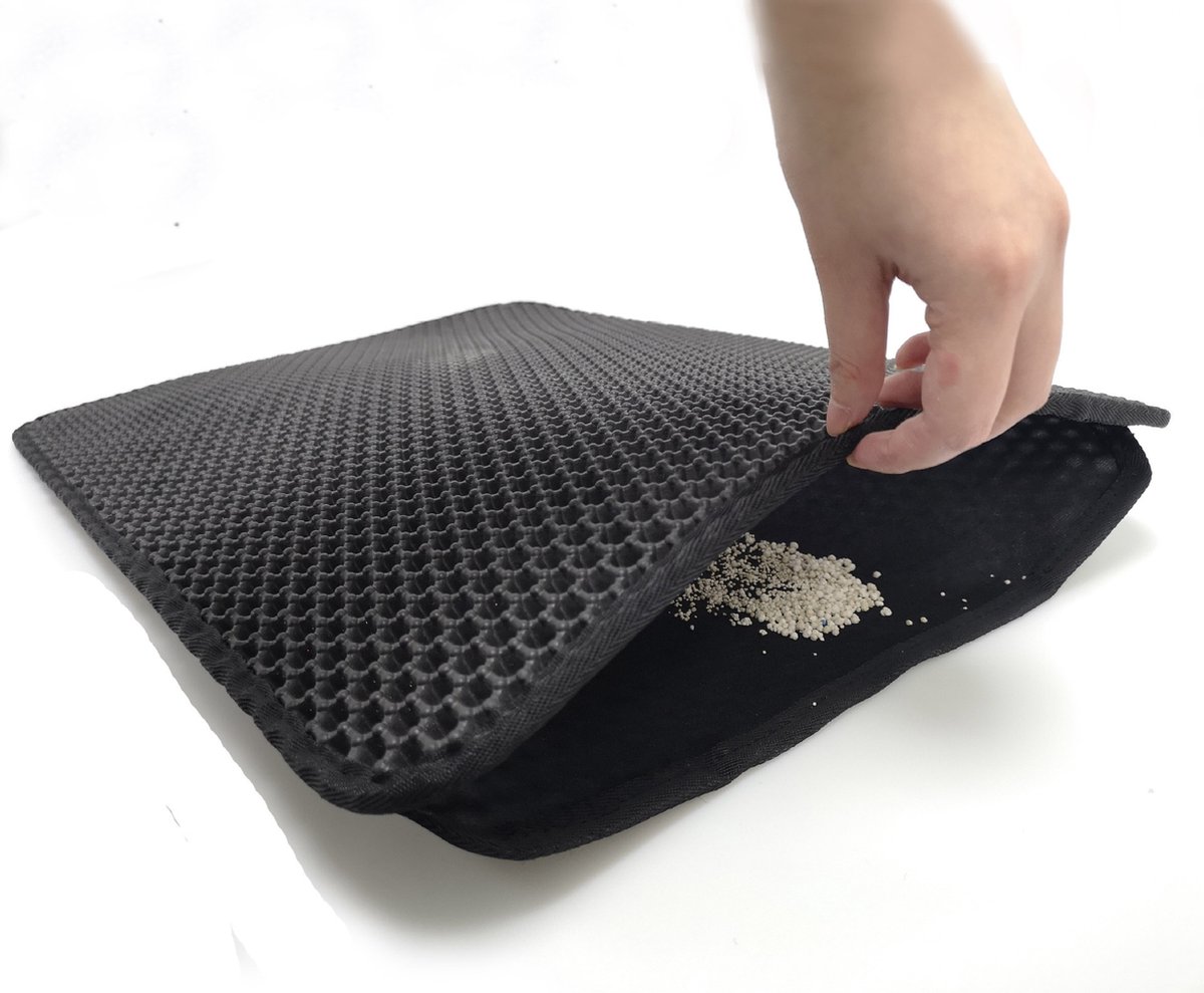 Miniatuur van productfoto 2 van Kattenbakmat XXL - Grit opvanger - Uitloopmat Kat - Eco friendly - Kattenbak Accessoires - Dubbele Laag - Waterdicht dubbele laag - 50*70cm - Waterdicht - Dubbele laag - Honingraatstructuur