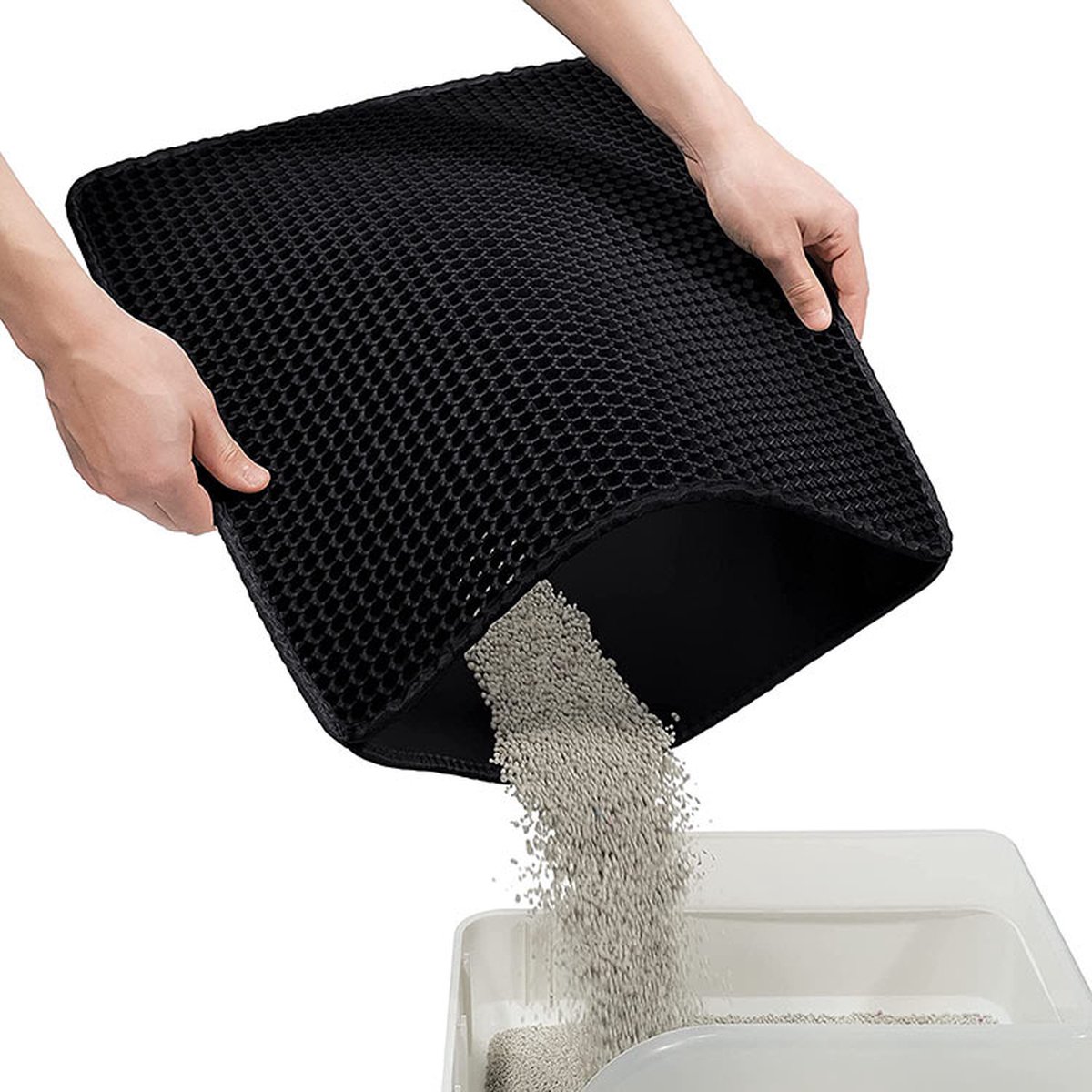 Miniatuur van productfoto 5 van Kattenbakmat XXL - Grit opvanger - Uitloopmat Kat - Eco friendly - Kattenbak Accessoires - Dubbele Laag - Waterdicht dubbele laag - 50*70cm - Waterdicht - Dubbele laag - Honingraatstructuur