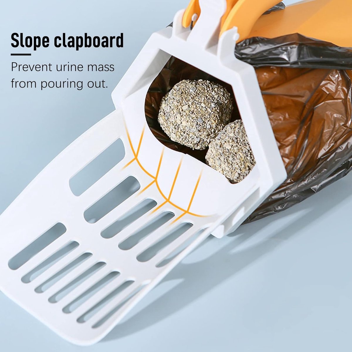 Miniatuur van productfoto 3 van Kattenbakschep - Kattenbakschep Met Kattenbakzakken - Shovel - Poepschep - Kattenbakschep Met Houder - Vangt Onlasting Op - Kattenschep Met Container - Huisdieren - Katten - Oranje