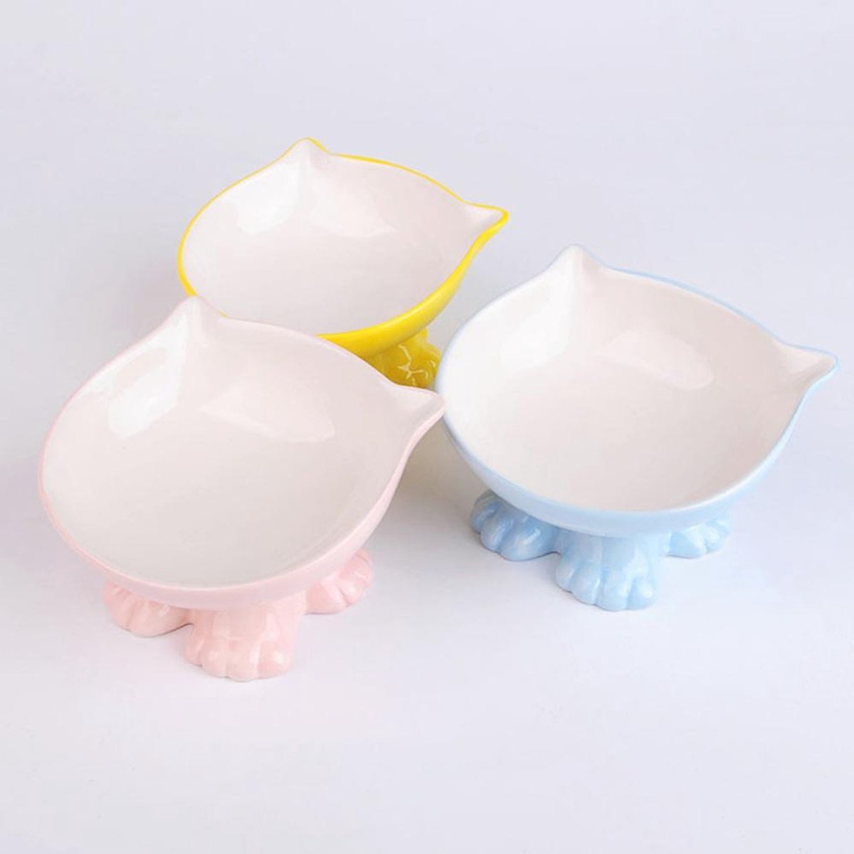 Miniatuur van productfoto 2 van Elkuaie Extra Wide Ceramic Raised Cat Bowls - Kattenbak met schuine rand en hoge poten - Verhoogd ontwerp Ergonomisch - 1 Stuks - Thuisgebruik Wit
