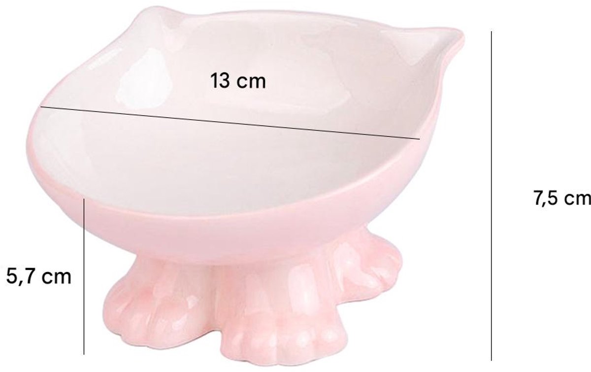 Miniatuur van productfoto 3 van Elkuaie Extra Wide Ceramic Raised Cat Bowls - Kattenbak met schuine rand en hoge poten - Verhoogd ontwerp Ergonomisch - 1 Stuks - Thuisgebruik Wit