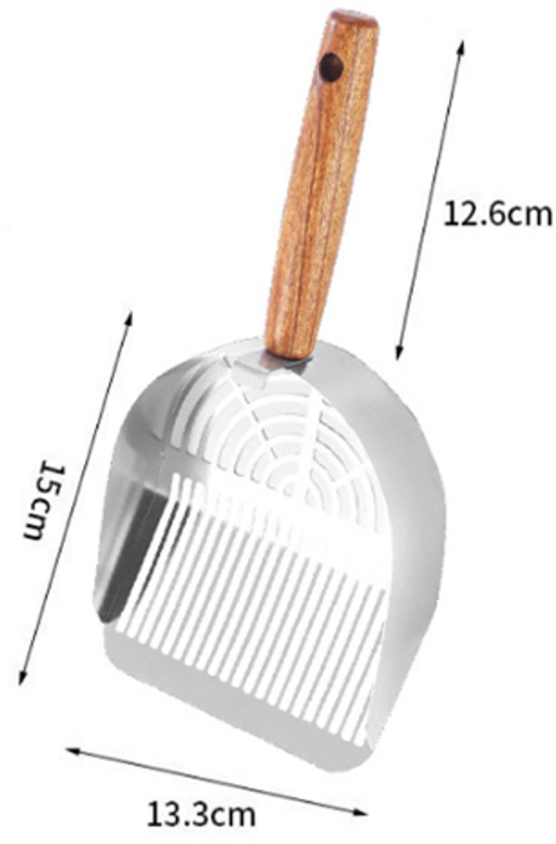 Miniatuur van productfoto 3 van Kattenbakschepje - Poepscheppen - Pooper scooper - Zilver - RVS - Kattenbakschep voor Kattenbakvulling - 13.3 x 27.6 cm - Kattenbakschep