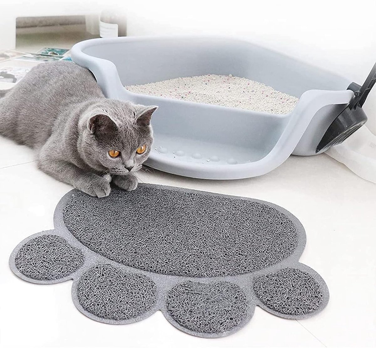 Miniatuur van productfoto 10 van Kattenbakmat - Wasbare tapijtmat - Waterdichte PVC antislip kattenmat - Schoonloopmat Kattenbak - Kattenbak Accessoires - Binnenmat voor kittens - Kattenverzorging - Kat Benodigdheden - 40x30cm
