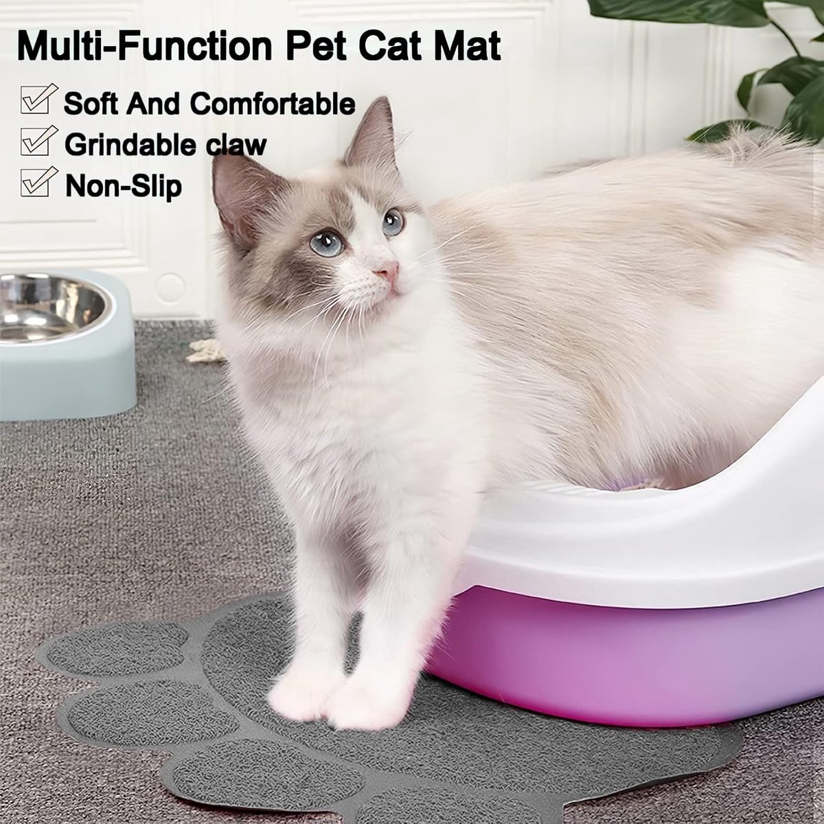 Miniatuur van productfoto 5 van Kattenbakmat - Wasbare tapijtmat - Waterdichte PVC antislip kattenmat - Schoonloopmat Kattenbak - Kattenbak Accessoires - Binnenmat voor kittens - Kattenverzorging - Kat Benodigdheden - 40x30cm