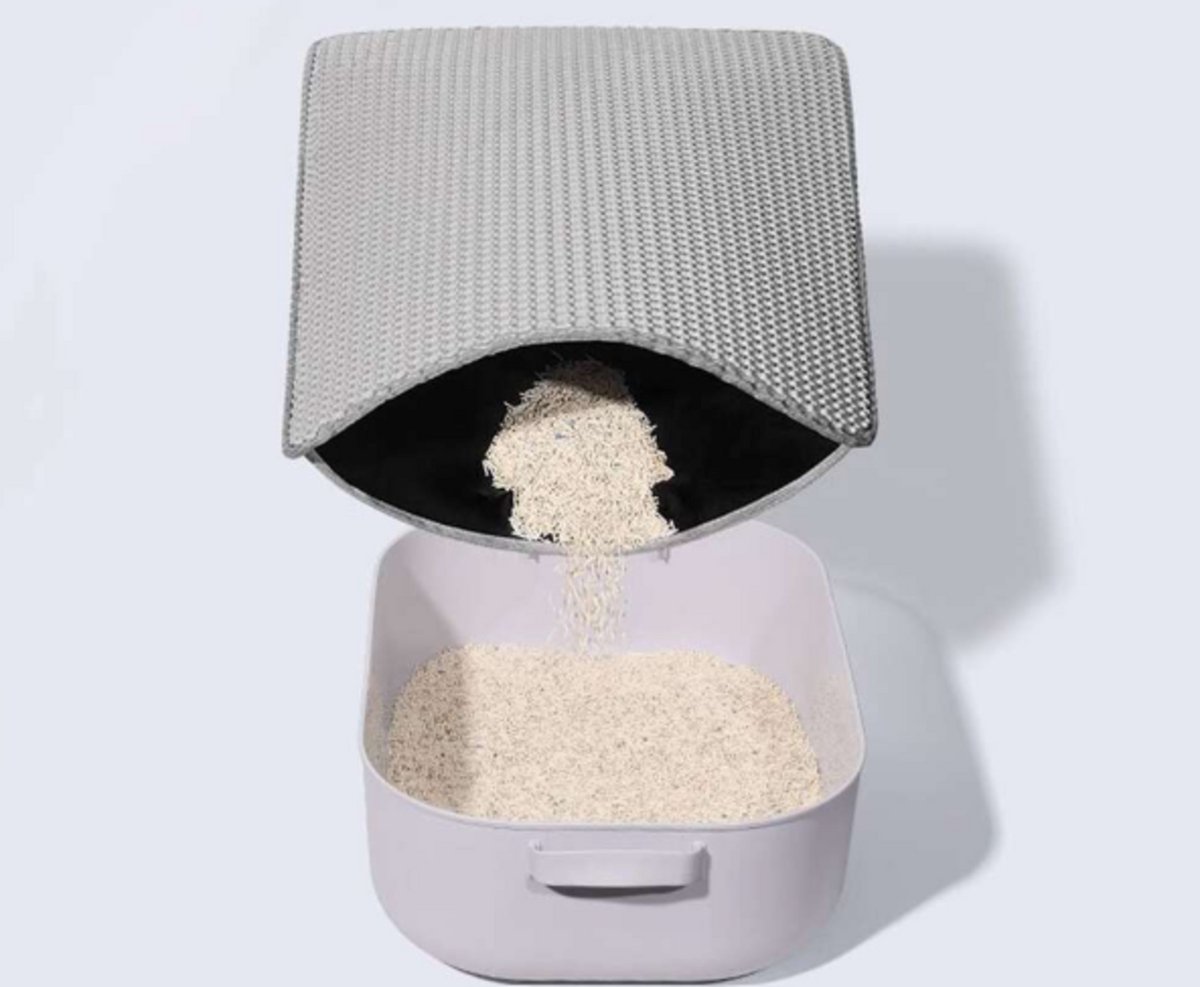 Miniatuur van productfoto 2 van Uitloopmat Kattenbak - Opvangmat Kattenbak Korrels - Dubbele Laag - Kattengrid Opvanger - Honing Graat Structuur - Waterdicht - 45CM x 60CM - Zwart