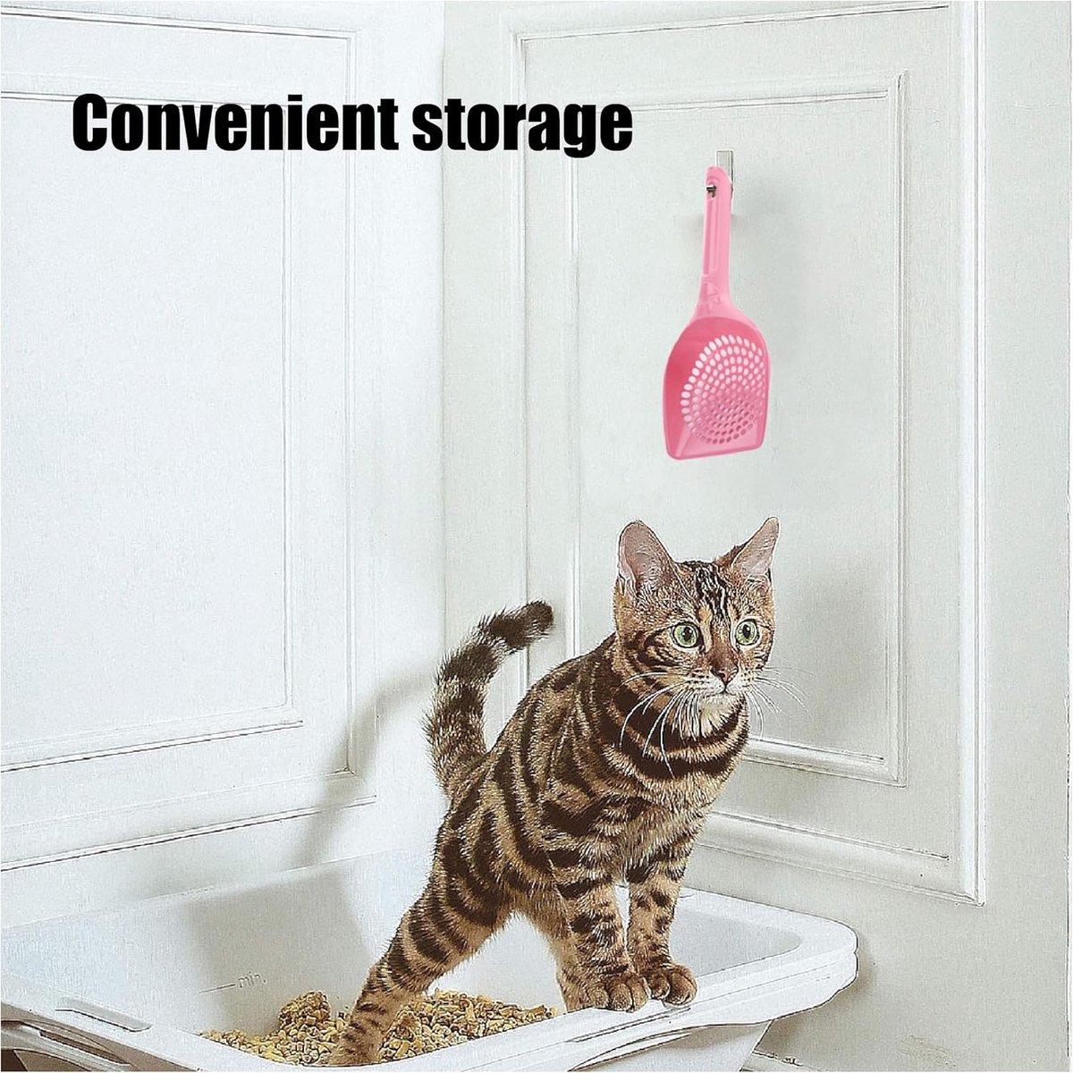 Miniatuur van productfoto 2 van Kattenbak Schepje - Poep Schep - 25cm - Kleine Gaten - Roze