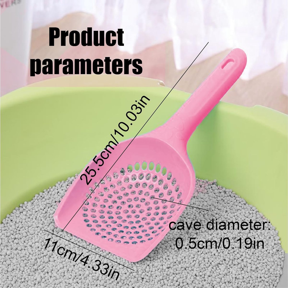 Miniatuur van productfoto 3 van Kattenbak Schepje - Poep Schep - 25cm - Kleine Gaten - Roze