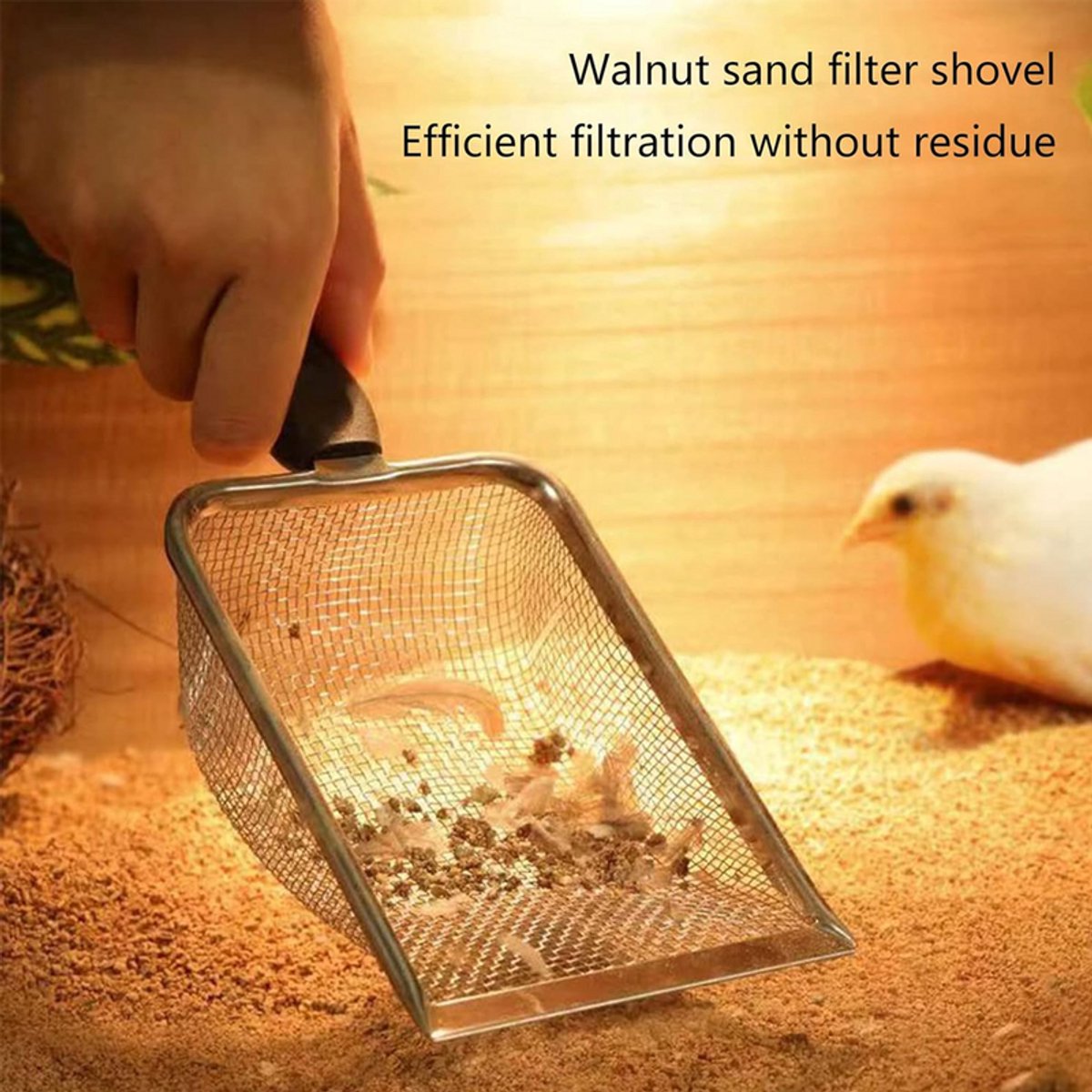 Miniatuur van productfoto 4 van 2 stuks - Verbeterde kattenbakschep - Kattenbakschep met lange steel van metaal - Rood + zwart - Kattenbakschep van roestvrij staal - Kattenbakschep met antiaanbaklaag van metaal voor fijn zand - Kindvriendelijke zandschep met filter